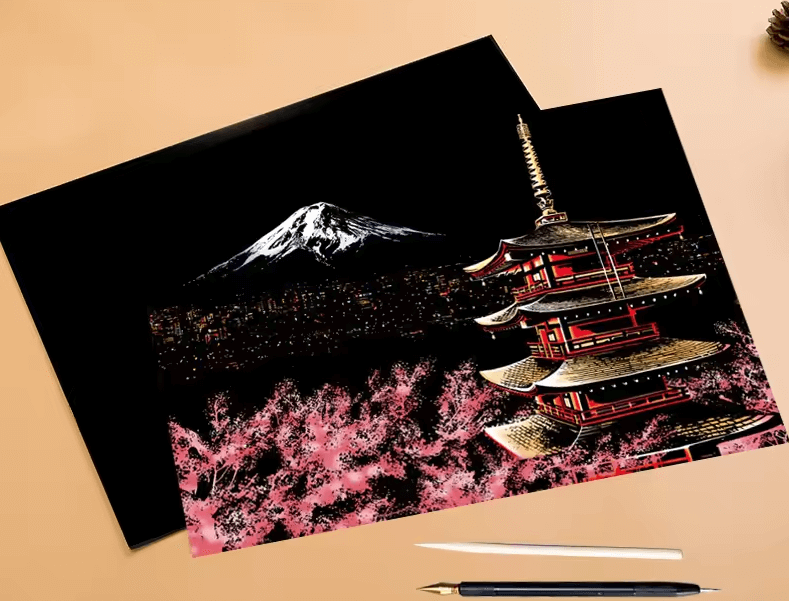 ArtNest™ Colourburst Scratch Art - Whispers of Fuji