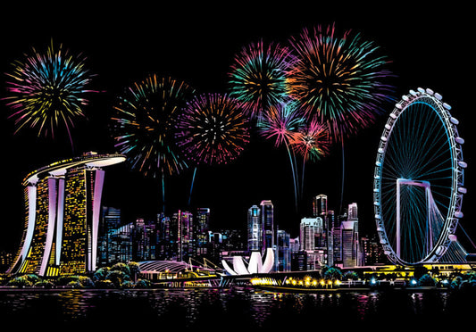 ArtNest™ Colourburst Scratch Art - Neon Nights in Singapore