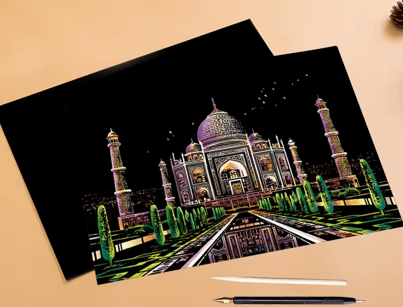 ArtNest™ Colourburst Scratch Art - Eternal Taj Mahal