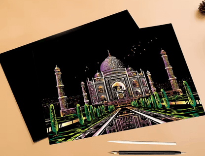 ArtNest™ Colourburst Scratch Art - Eternal Taj Mahal